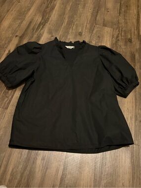Tuckernuck Black Ruffle Leigh Blouse HYACINTH HOUSE M